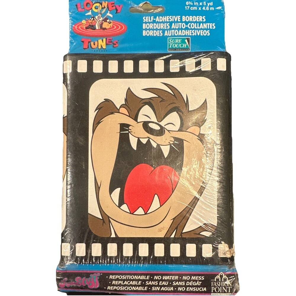 Vintage 1995 Looney Tunes Taz Self Adhesive Wallpaper Border 6.75” x 5 Yds N